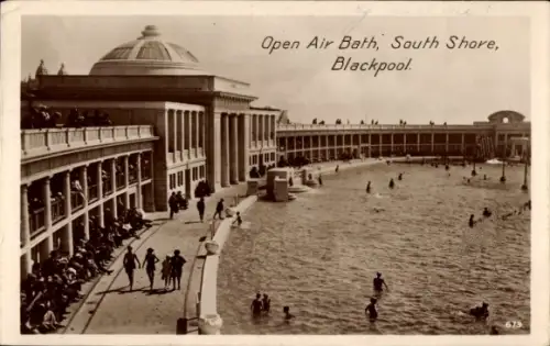Ak Blackpool Lancashire England, Open Air Bath, South Shore, Blackpool