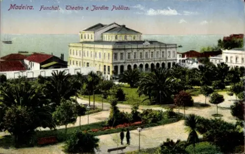 Ak Funchal Insel Madeira Portugal, Theatro e Jardim Publico