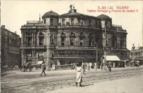 Ak Bilbao Baskenland,  Teatro Arriaga, Puente de Isabel II