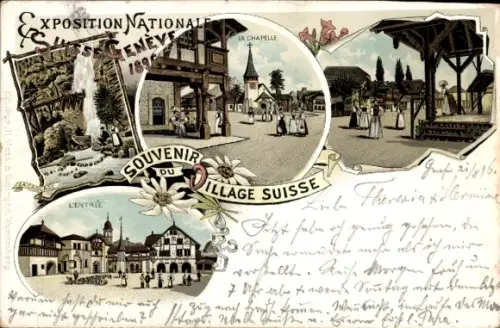 Litho Genève Genf Schweiz, Ausstellung 1896, Village Suisse