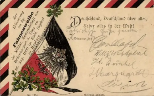 Präge Ak Hamburg Mitte Rothenburgsort, Fahnenweihe der Militär. Kameradschaft 1900