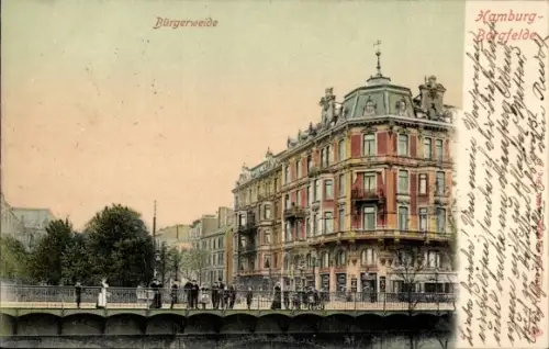 Ak Hamburg Mitte Borgfelde, Bürgerweide, Brücke