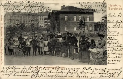 Ak Hamburg Mitte Borgfelde, Spielplatz, Bürgerweide, Burgstraße, Gruppe Kinder