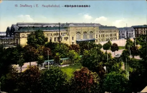 Ak Straßburg Elsass Bas Rhin, Hauptbahnhof