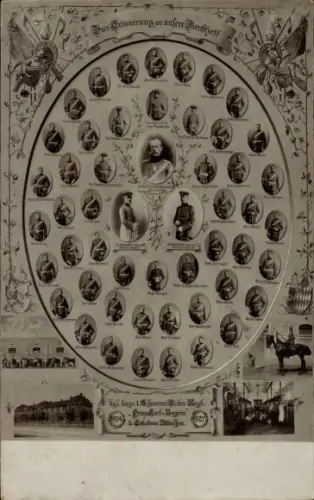 Foto Ak München, Kgl. Bayr. 1. Schweres Reiter Regt. Prinz Carl von Bayern, 1904-1907, Portraits