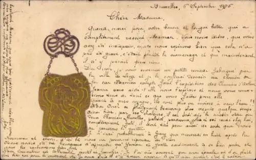 Jugendstil Präge Ak Frauenbildnis, Ornamente