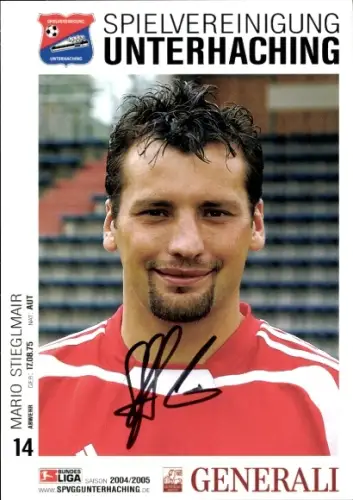 Autogrammkarte Fußballer Mario Stieglmair, SpVgg Unterhaching, Autogramm