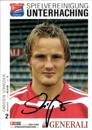 Autogrammkarte Fußballer Carsten Strässer, SpVgg Unterhaching, Autogramm