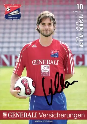 Autogrammkarte Fußballer Ricardo Villar, SpVgg Unterhaching, Autogramm