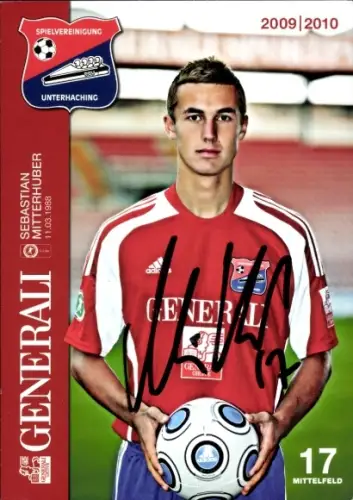 Autogrammkarte Fußballer Sebastian Mitterhuber, SpVgg Unterhaching, Autogramm