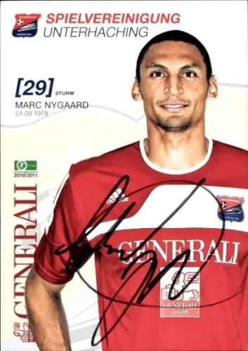 Autogrammkarte Fußballer Marc Nygaard, SpVgg Unterhaching, Autogramm