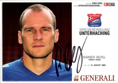 Autogrammkarte Torwarttrainer Rainer Berg, SpVgg Unterhaching, Autogramm