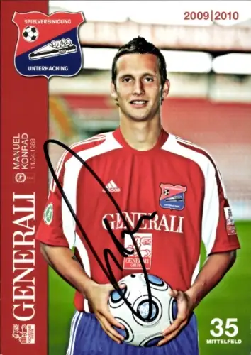Autogrammkarte Fußballer Manuel Konrad, SpVgg Unterhaching, Autogramm