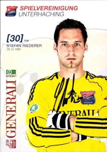 Autogrammkarte Fußballer Stefan Riederer, SpVgg Unterhaching, Autogramm
