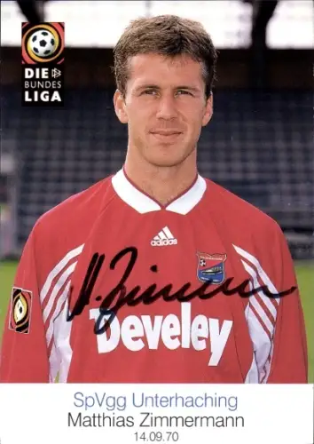 Autogrammkarte Fußballer Matthias Zimmermann, SpVgg Unterhaching, Autogramm