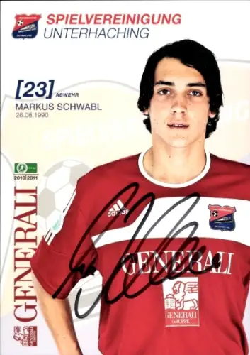 Autogrammkarte Fußballer Markus Schwabl, SpVgg Unterhaching, Autogramm