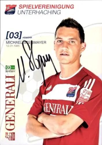 Autogrammkarte Fußballer Michael Stegmayer, SpVgg Unterhaching, Autogramm