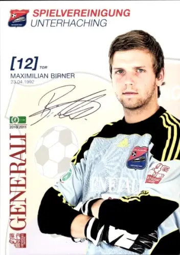 Autogrammkarte Fußballer Maximilian Birner, SpVgg Unterhaching, Autogramm