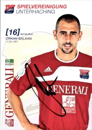 Autogrammkarte Fußballer Orkan Balkan, SpVgg Unterhaching, Autogramm