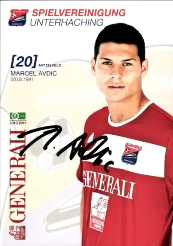Autogrammkarte Fußballer Marcel Avdic, SpVgg Unterhaching, Autogramm