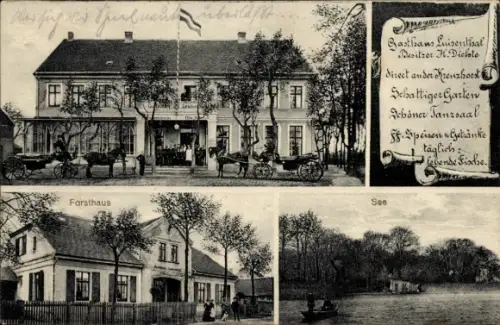 Ak Pechau Magdeburg, Gasthaus Louisenthal, Forsthaus, See