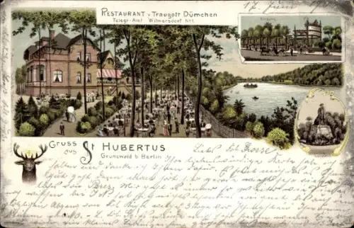 Litho Berlin Wilmersdorf Grunewald, Restaurant St. Hubertus, Traugott Dümchen
