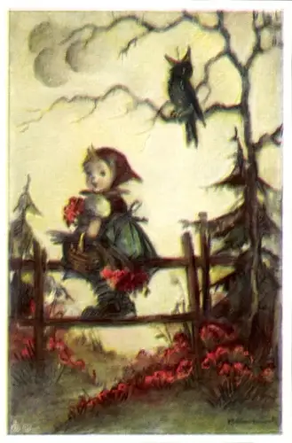 Künstler Ak Hummel, Berta, Nr. 5327, Mädchen, Gartenzaun