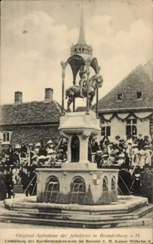 Ak Brandenburg a.d. Havel, Jubelfeier, Enthüllung Kurfürstendenkmal unter Beisein Kaiser Wilhelm II.
