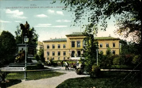 Ak Kiel, Universität, Kaiser Wilhelm I. Denkmal, Park, Personen