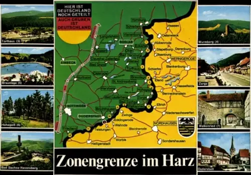 Landkarten Ak Zonengrenze im Harz, DDR, BRD, Torfhaus, Braunlage, Hohegeiß, Zorge, Duderstadt