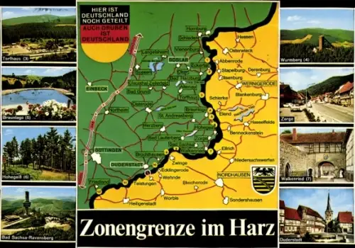 Landkarten Ak Zonengrenze im Harz, DDR, BRD, Torfhaus, Braunlage, Hohegeiß, Zorge, Duderstadt