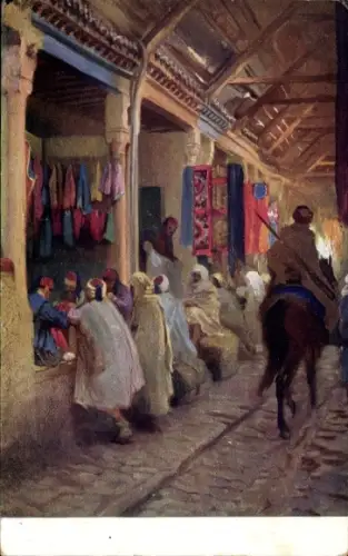Künstler Ak Maghreb, arabischer Basar, Händler