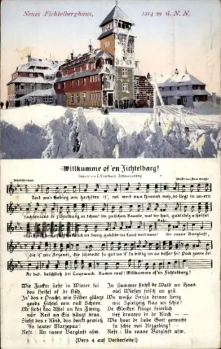 Lied Ak Vogel, Wilhelm, Oberwiesenthal, Wilkumme of 'en Fichtelbarg, Neues Fichtelberghaus