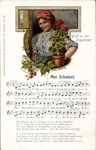 Lied Künstler Ak Schneider, Rud., Mei Schatzel, Erzgebirge, Wilhelm Vogel
