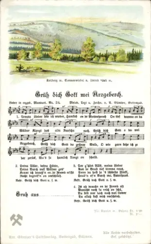 Lied Ak Günther, Anton, Erzgebirgische Mundart 24, Grüß dich Gott mei Arzgeberch, Keilberg