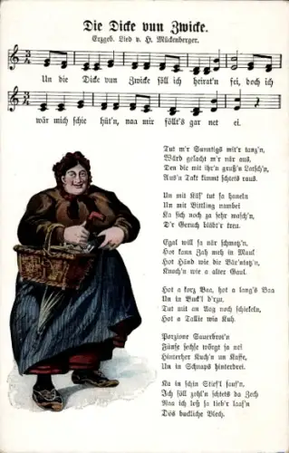 Lied Ak Mückenberger, Hilmar, Die Dicke vun Zwicke, dicke Frau mit Korb