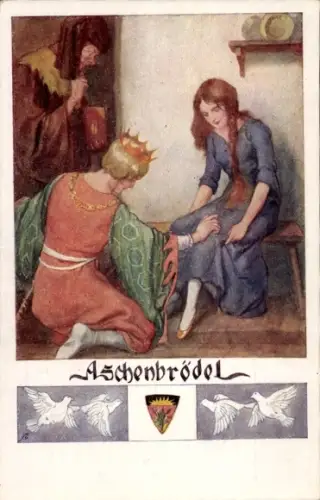 Künstler Ak Aschenbrödel, Aschenputtel, Märchen, Deutscher Schulverein Nr 564