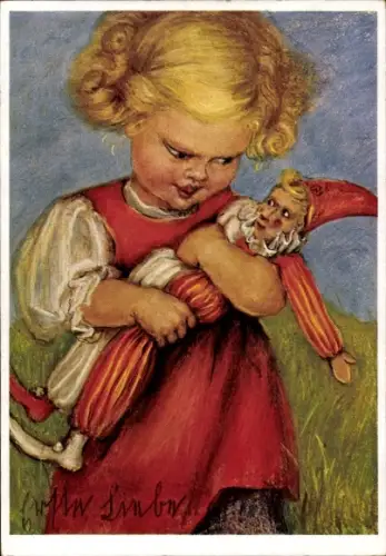 Künstler Ak Spötl, Maria, Erste Liebe, Mädchen mit Puppe