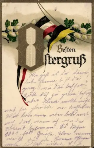 Ak Glückwunsch Ostern, Kaiserliche Verbündete, Weidenkätzchen