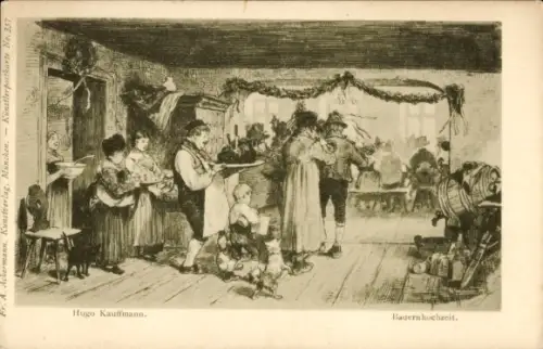 Künstler Ak Hugo Kauffmann, Bauernhochzeit