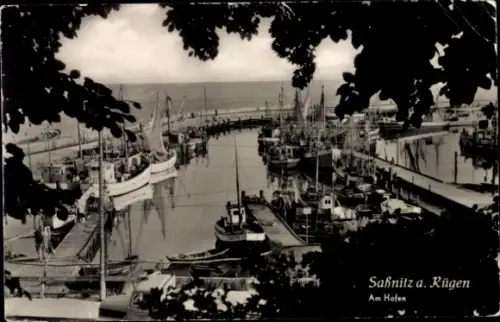 Ak Sassnitz auf Rügen, Hafendurchblick