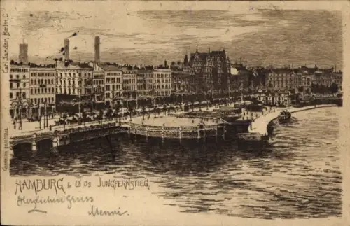 Künstler Ak Hamburg Mitte Neustadt, Jungfernstieg