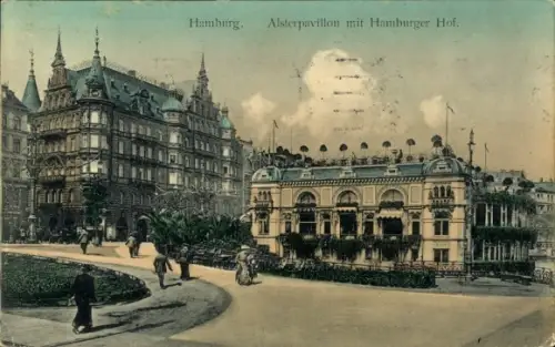 Ak Hamburg Mitte Neustadt, Alsterpavillon, Hamburger Hof
