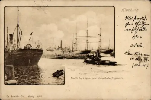 Ak Hamburg, Hafen, Blick vom Amerikahöft