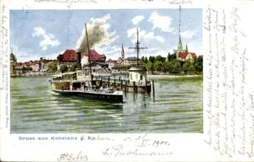 Ak Konstanz, Hafen, Dampfer, Bodensee