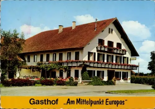 Ak Burgkirchen Kühberg Oberösterreich, Gasthof am Mittelpunkt Europas
