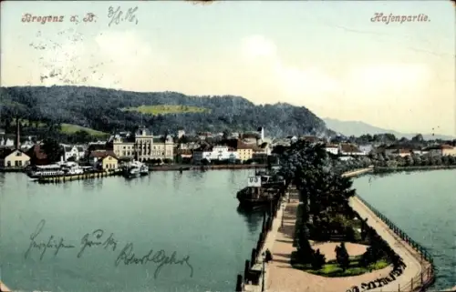 Ak Bregenz am Bodensee Vorarlberg, Hafenpartie