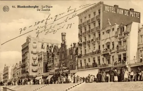 Ak Blankenberghe Blankenberge Westflandern, Blankenberghe, La Digue, De Zeedijk, Hotel Van de Put