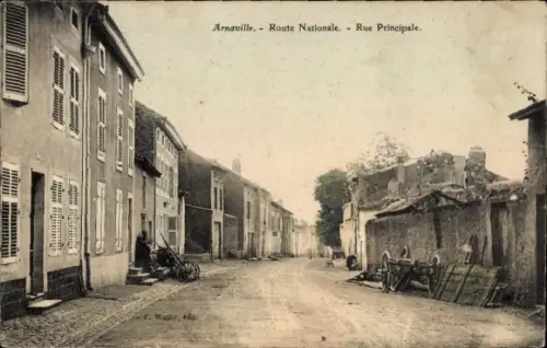 Ak Arnaville Meurthe et Moselle,  Route Nationale, Rue Principale, F. Watier