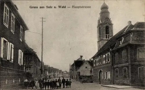 Ak Soultz sous Forêts Sulz unterm Wald Elsass Bas Rhin, Hauptstraße
